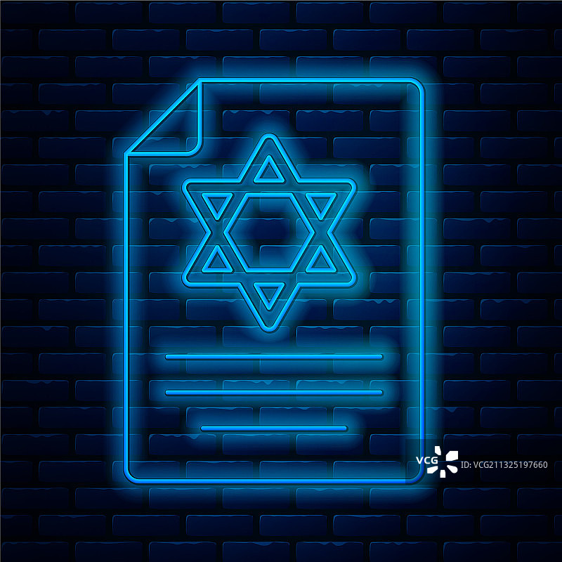 发光霓虹灯线条妥拉经卷图标图片素材