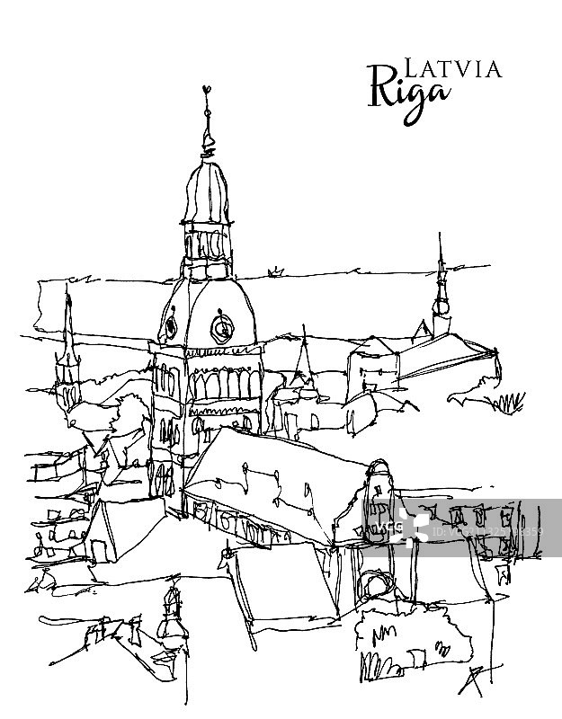 瓜亚基尔圣安娜山素描图片素材