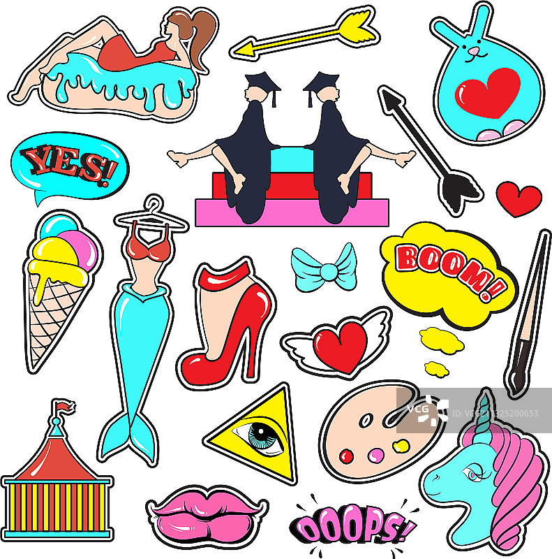 时尚唇形徽章贴图片素材