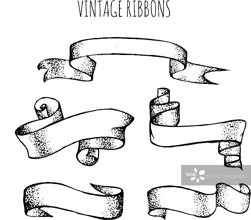 复古手绘丝带素材合集图片素材