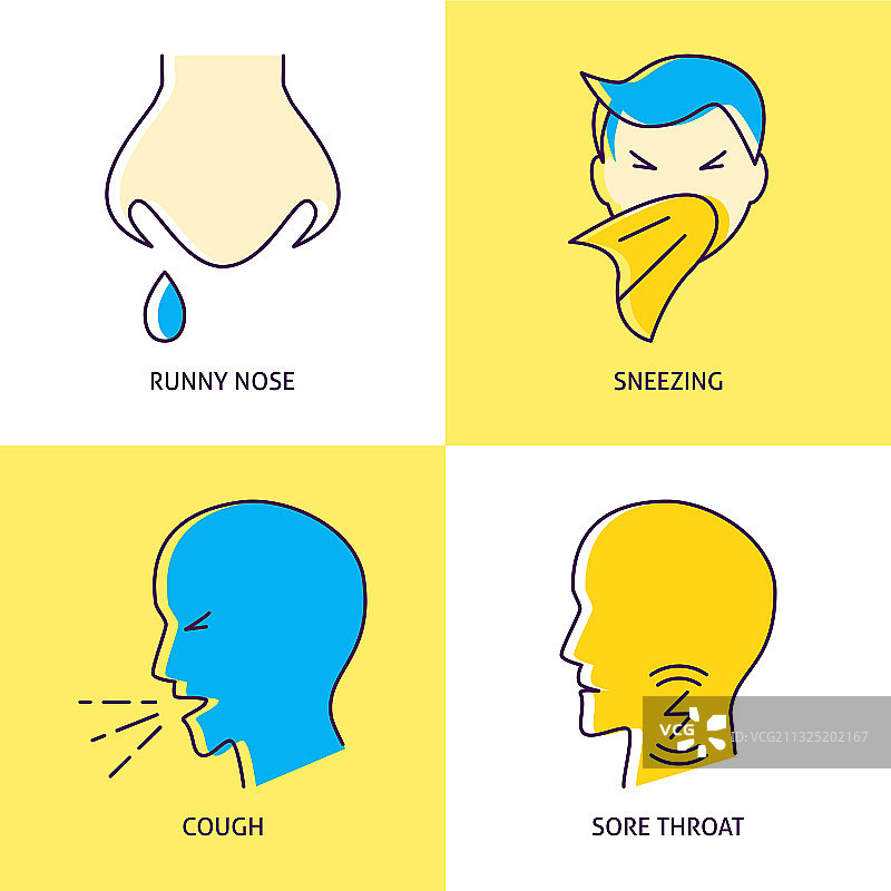 呼吸系统疾病症状图标合集图片素材