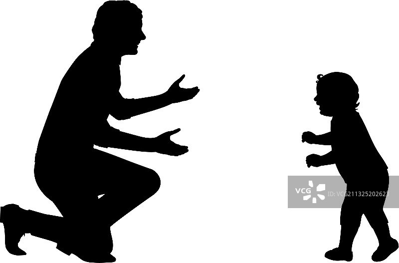 父子相遇的剪影图片素材