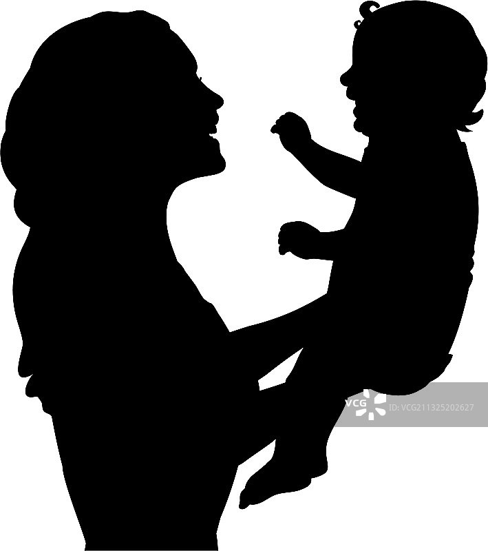 快乐的母亲抱着新生婴儿的轮廓图片素材