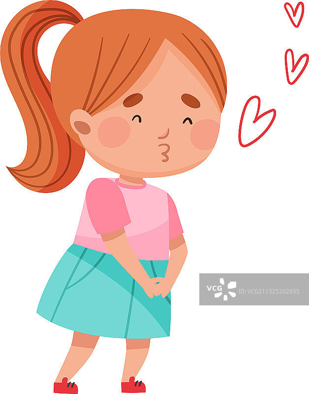 扎着马尾辫的漂亮女孩角色站立图片素材