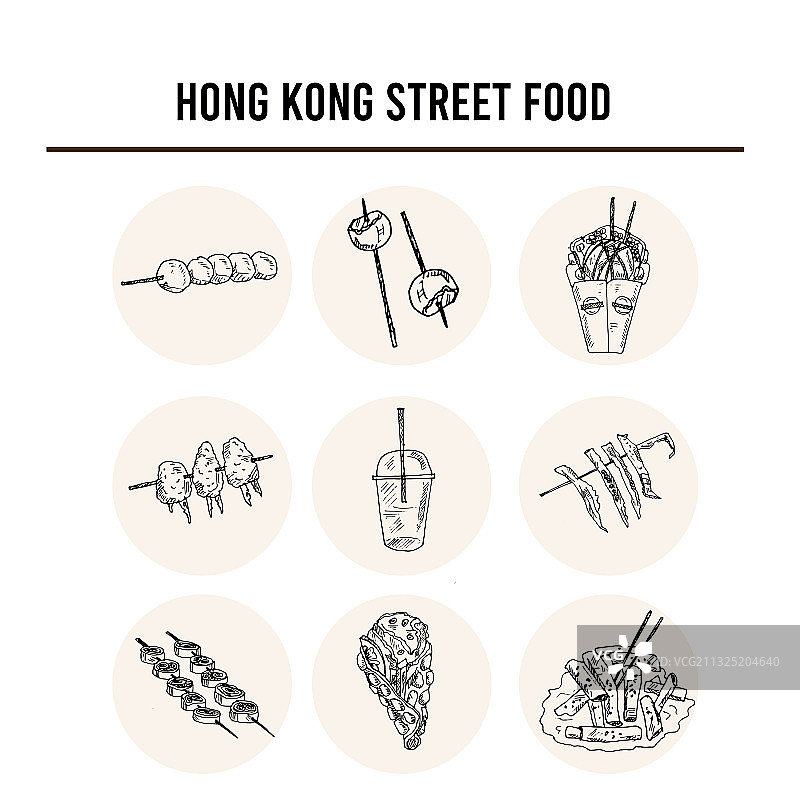 香港街头小吃菜单涂鸦合集图片素材