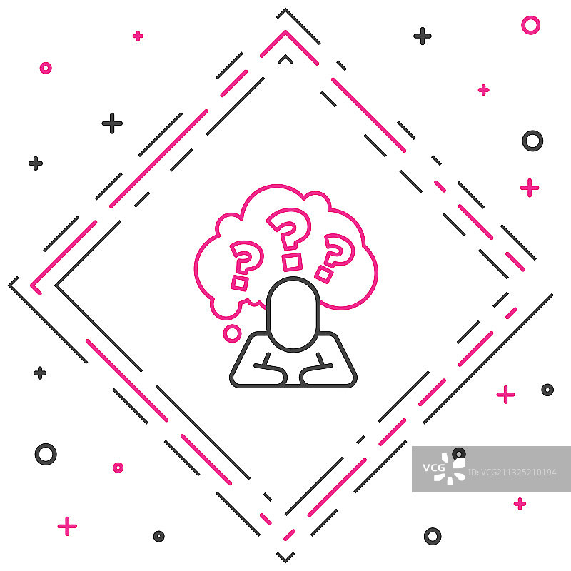 线条人头与问号图标图片素材