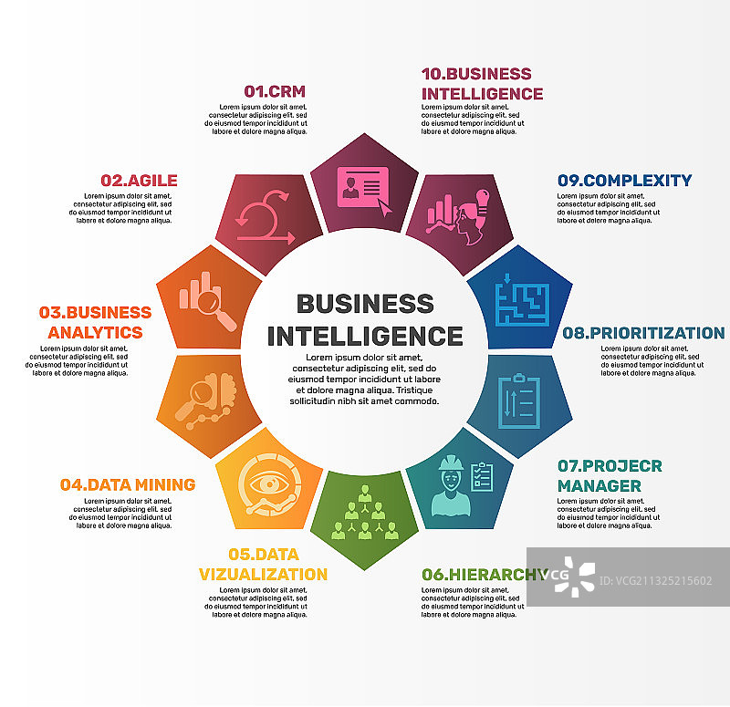 商业智能信息图模板图标图片素材