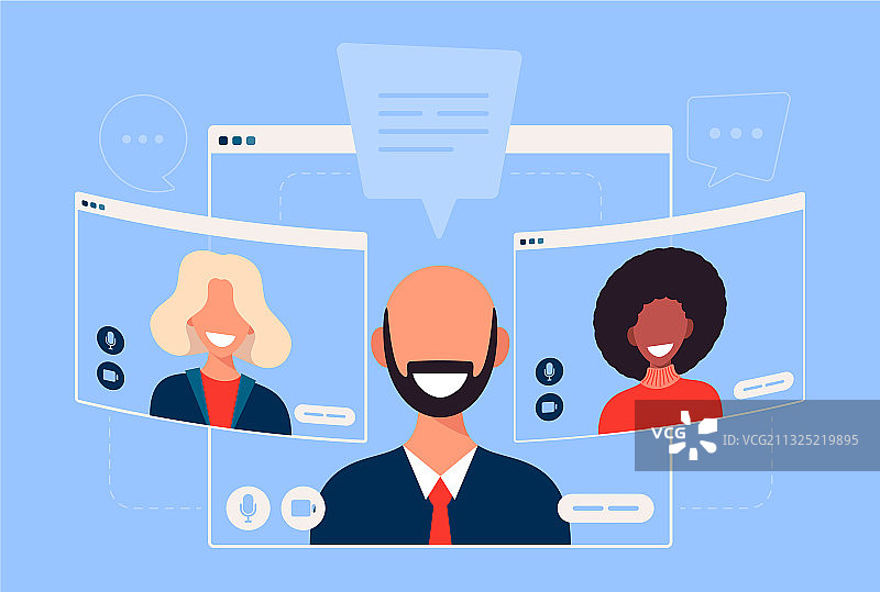 女商人视频通话聊天图片素材