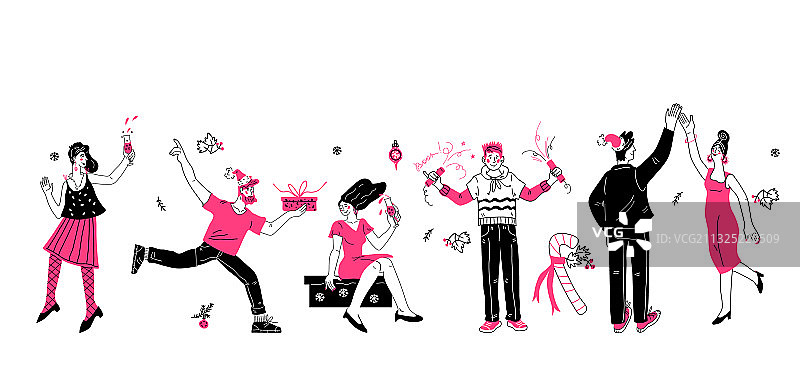 人们庆祝圣诞节或新年派对图片素材