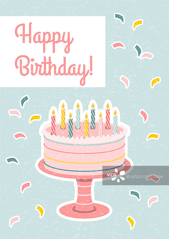 生日快乐贺卡蛋糕与蜡烛图片素材