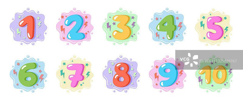 彩色卡通儿童生日卡数字图片素材