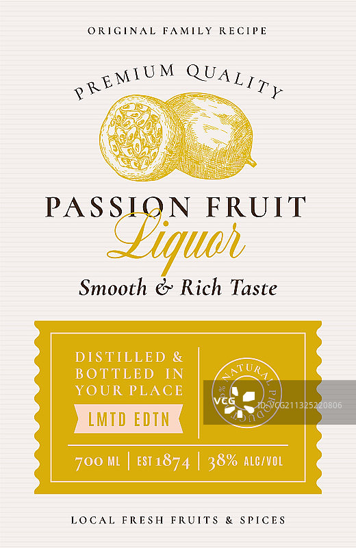 家庭食谱百香果酒标图片素材