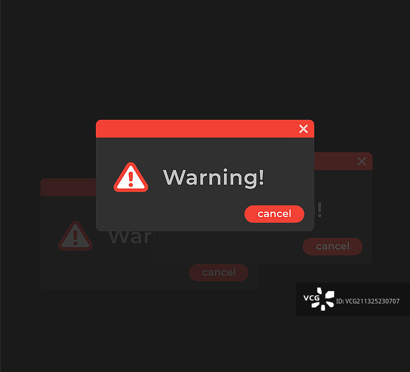 深色模式警告提示窗口设计图片素材