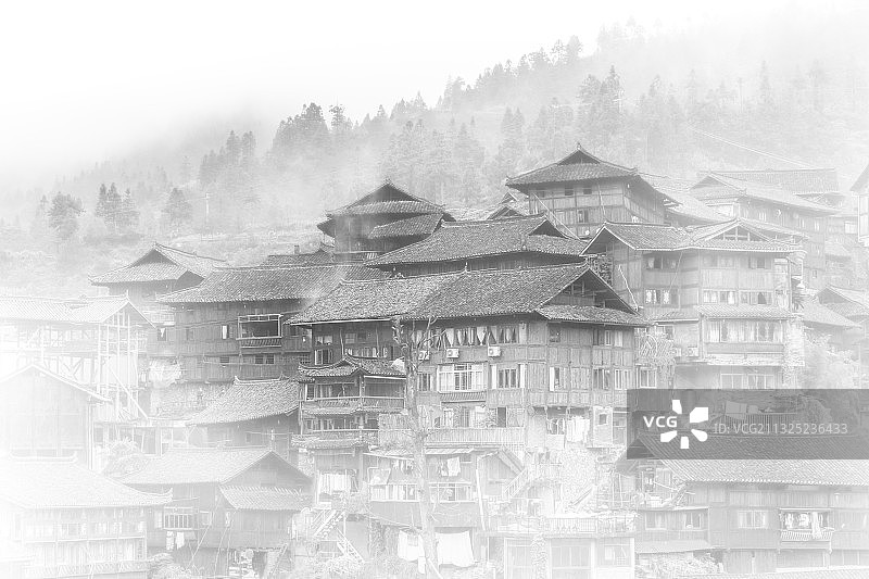 苗寨一景图片素材