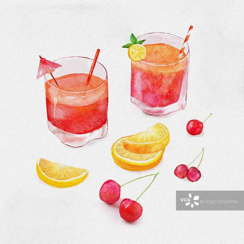 夏日水彩果汁图片素材