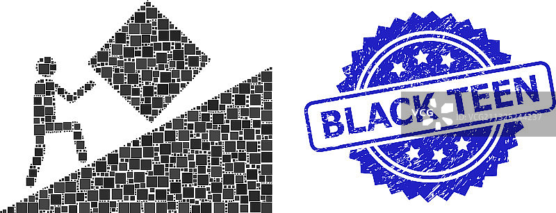 黑色青少年水印和正方形点状划痕效果图片素材