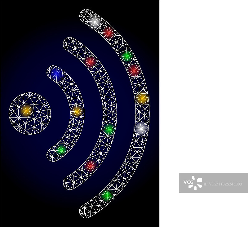 带彩色眩光的发光网格Wi-Fi源图片素材