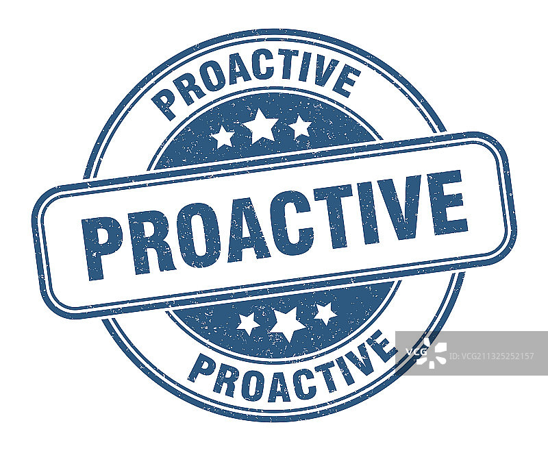 积极主动标签圆形Grunge印章图片素材