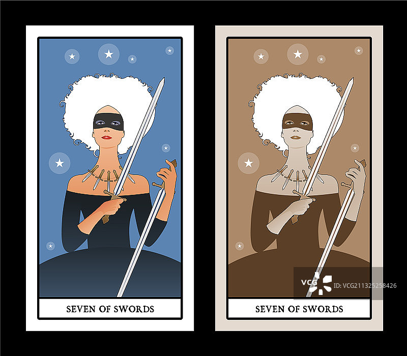 戴面具的妖艳女子与七把剑图片素材