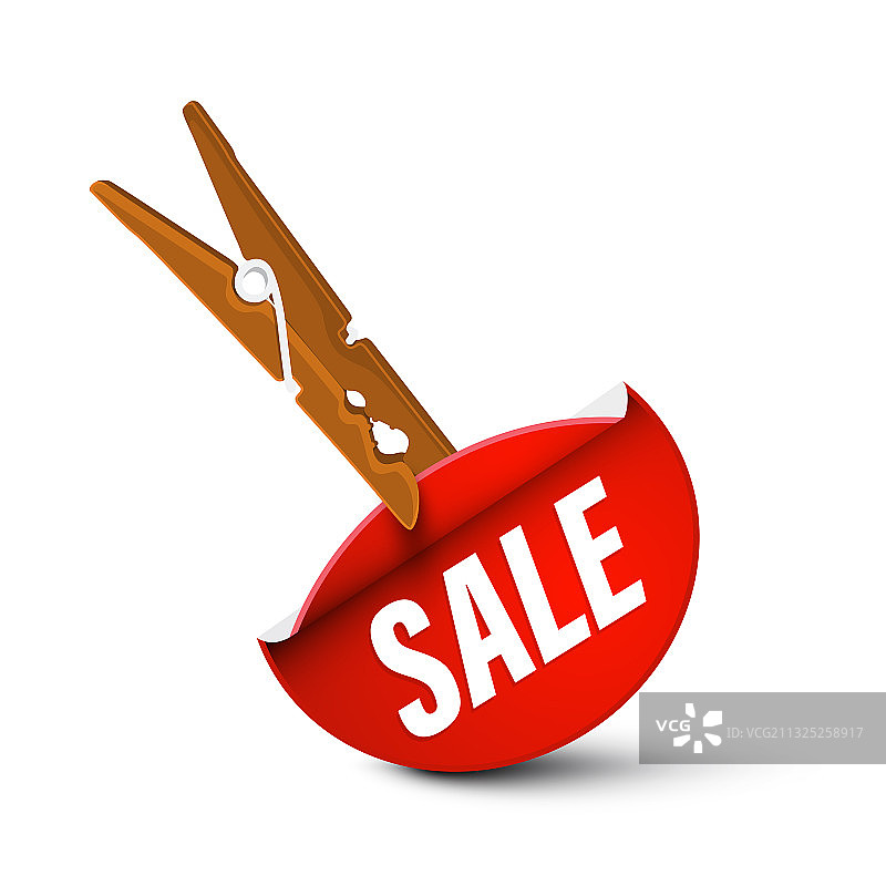 带红色促销标签的晾衣夹图片素材