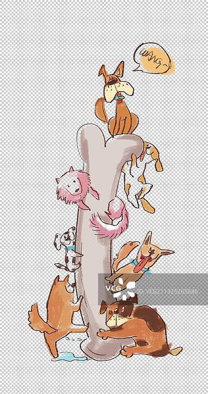 一群可爱的狗围着骨头图片素材