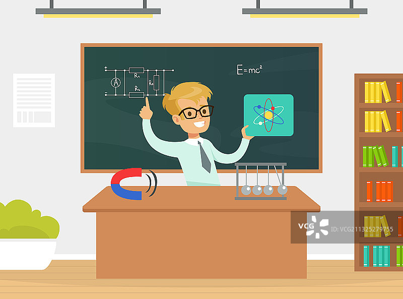 解释中的物理学家科学家男孩图片素材