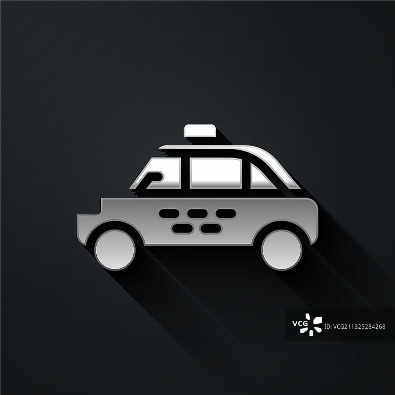 黑色背景上的银色出租车图标图片素材