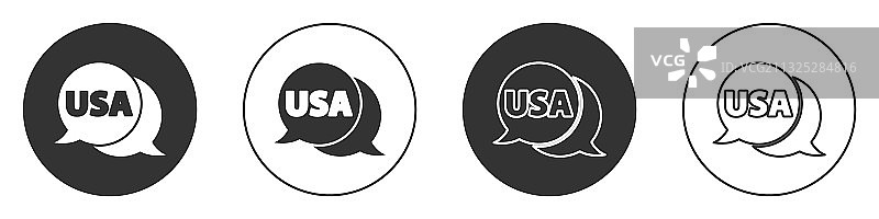 白色背景上的黑色美国标签图标图片素材