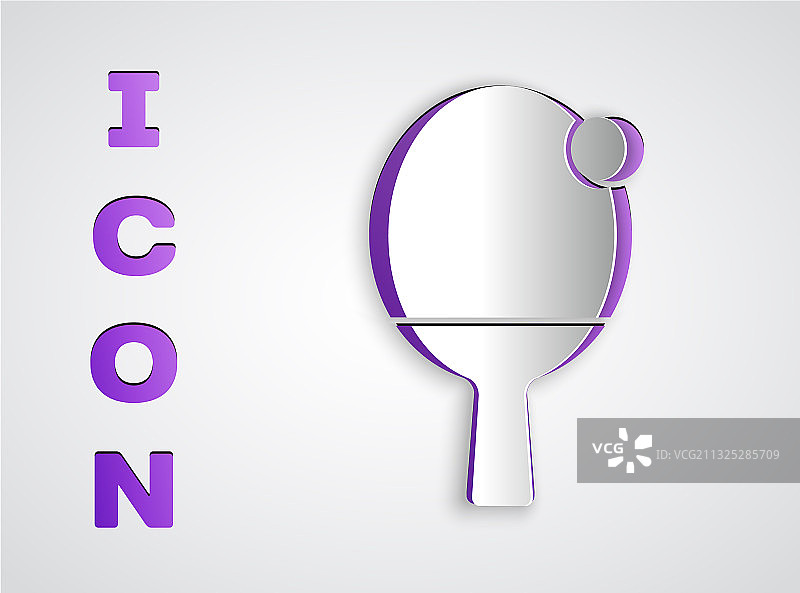 剪纸球拍打乒乓球的图标图片素材