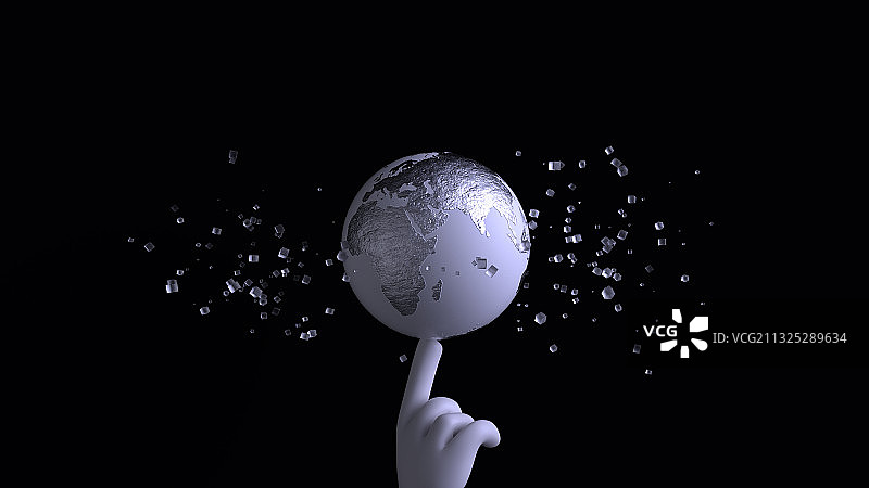 3D渲染手指尖上的地球图片素材