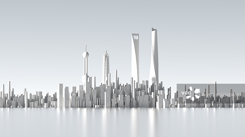 3D渲染上海城市建筑群场景图片素材