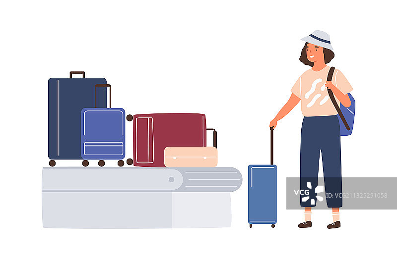 等待并取行李的女人图片素材