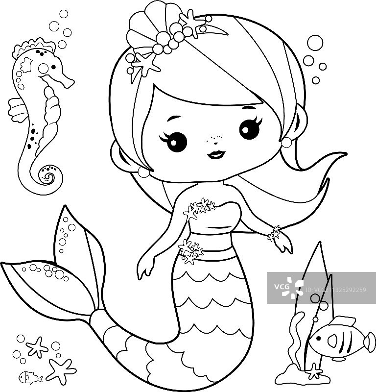 美人鱼与海洋动物图片素材