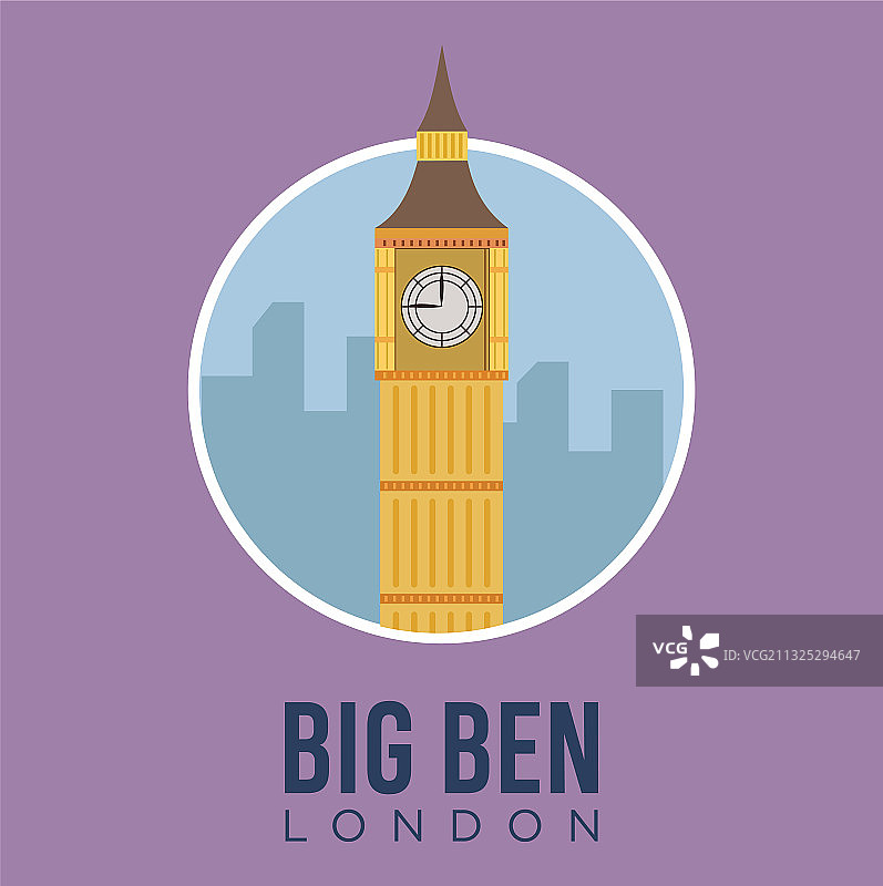 扁平现代风格伦敦大本钟地标图片素材
