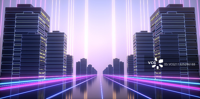 科技渐变酷炫城市图片素材