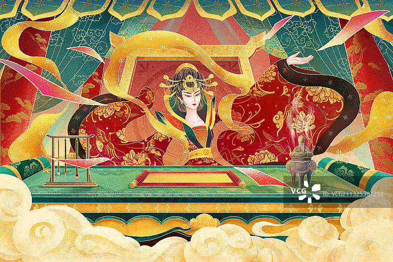 中国风武则天插画图片素材
