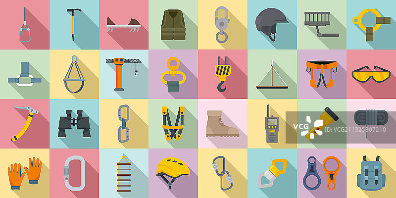 工业攀爬工人扁平风格图标集图片素材