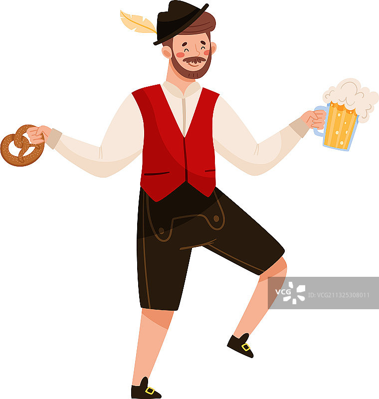 戴羽毛黑色帽子和皮裤的年轻男人图片素材