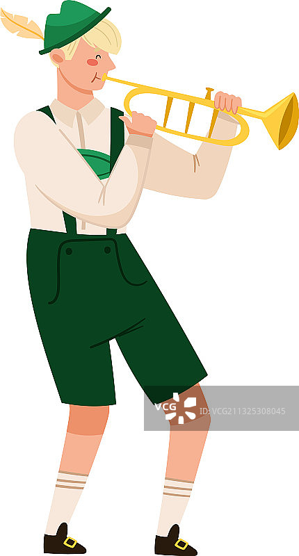 穿着皮裤的年轻男人在吹小号图片素材