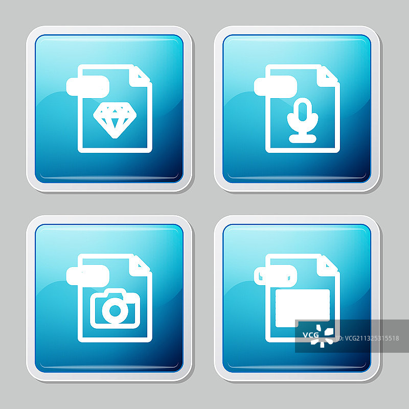 线条组合：红宝石文件、文档、OGG、RAW、TXT图标图片素材