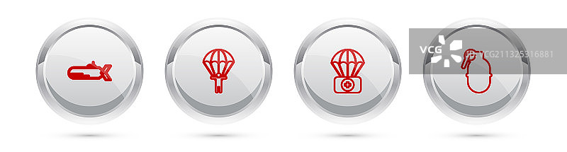 带急救箱的直线潜艇降落伞图片素材