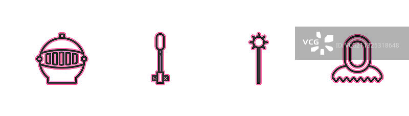 中世纪铁头盔锁链锤图片素材