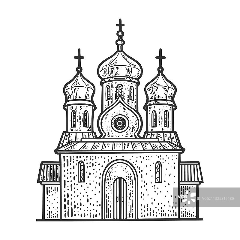 东正教教堂素描图片素材