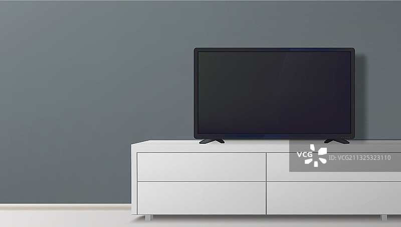 立在柜子上的16x9宽屏电视图片素材