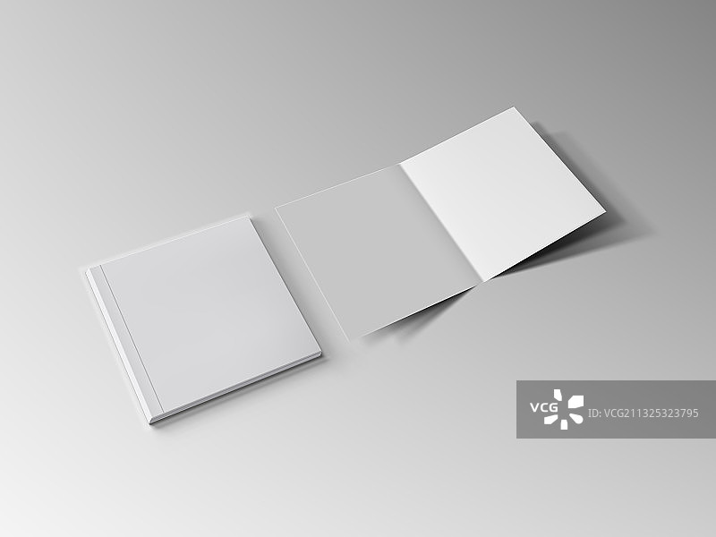 灰色背景上的3D空白透明正方形书本图片素材