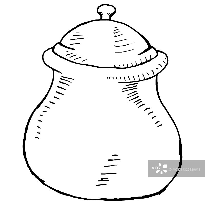 手绘陶瓷黏土罐糖罐图片素材