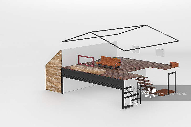 创意公寓建筑透视效果图图片素材