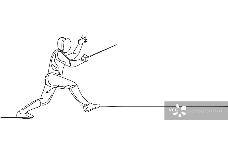 年轻男子击剑一笔画图片素材
