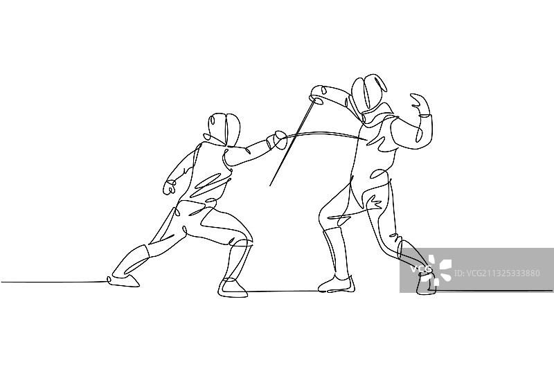 两个年轻职业人士单线连续绘画图片素材