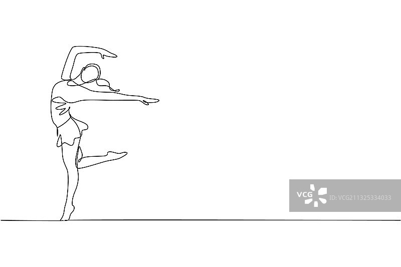 年轻美女单线连续绘图图片素材